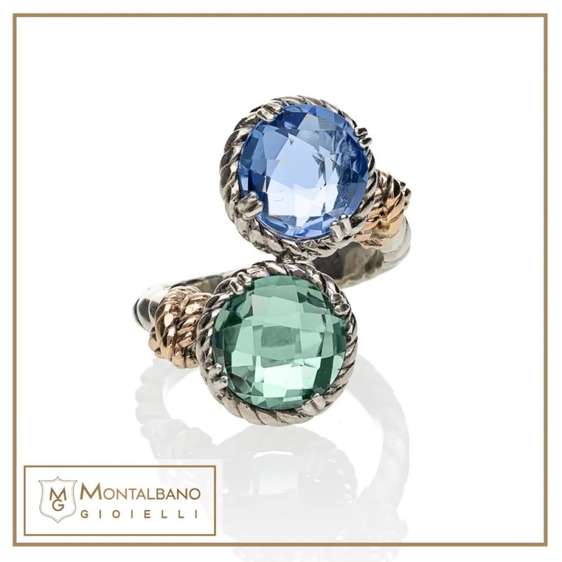 Anello Nodi cerchio intreccio 2 pietre